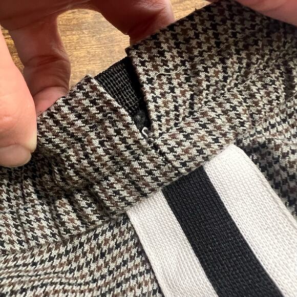 Rebecca Minkoff Nora Pants Small Houndstooth Black Pull On Straight Side Stripe - Picture 12 of 12